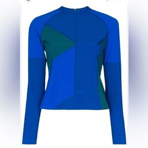 NEW LNDR Malibu Rash Guard Patchwork Blue Zenith Size Large